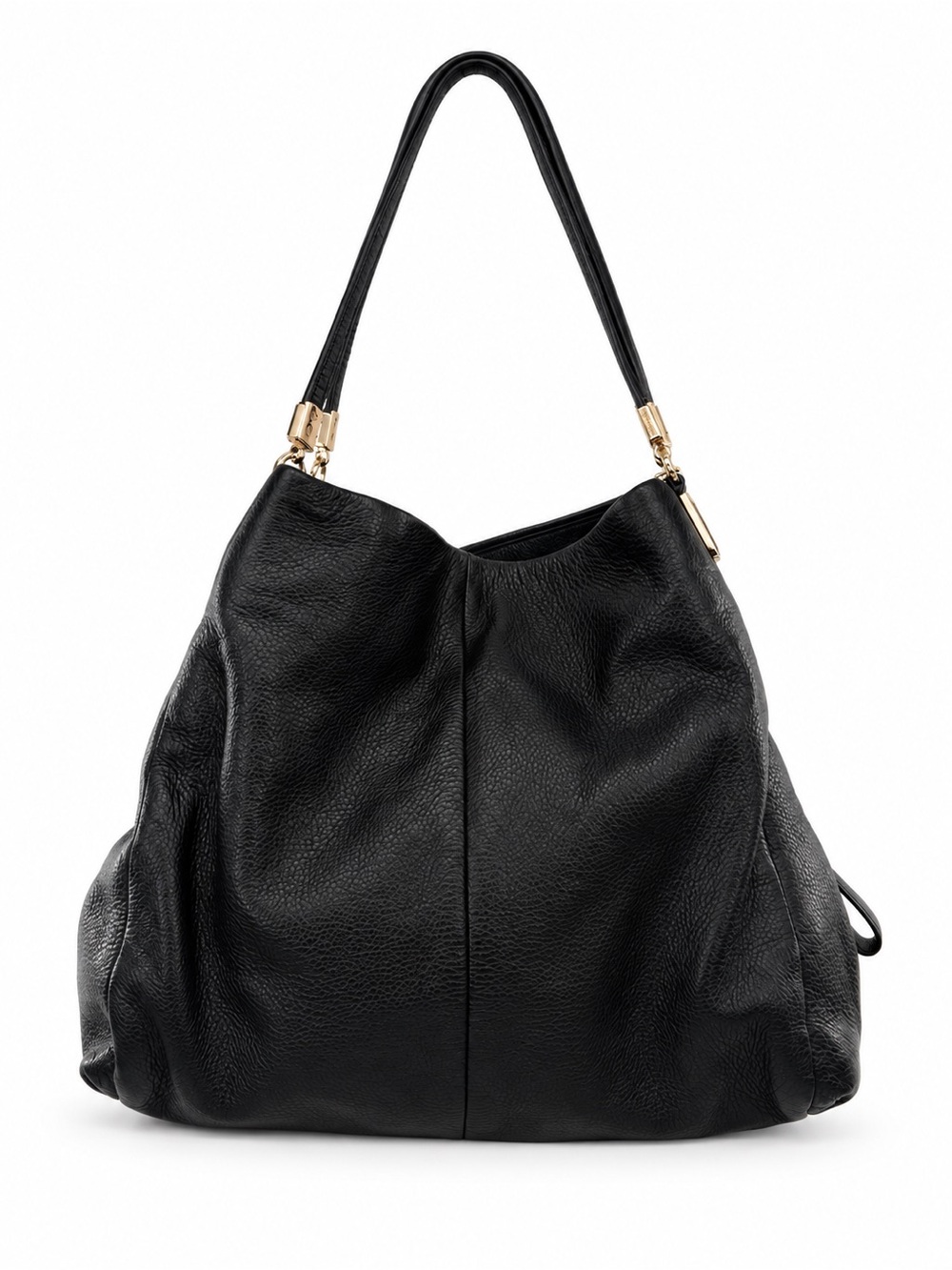 Coach Phoebe Black Pebbled Leather Shoulder Bag Hobo Gold Hardware